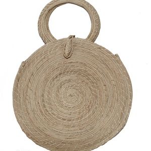 Circular Shoulder Handbag From Iraca Palm Natural